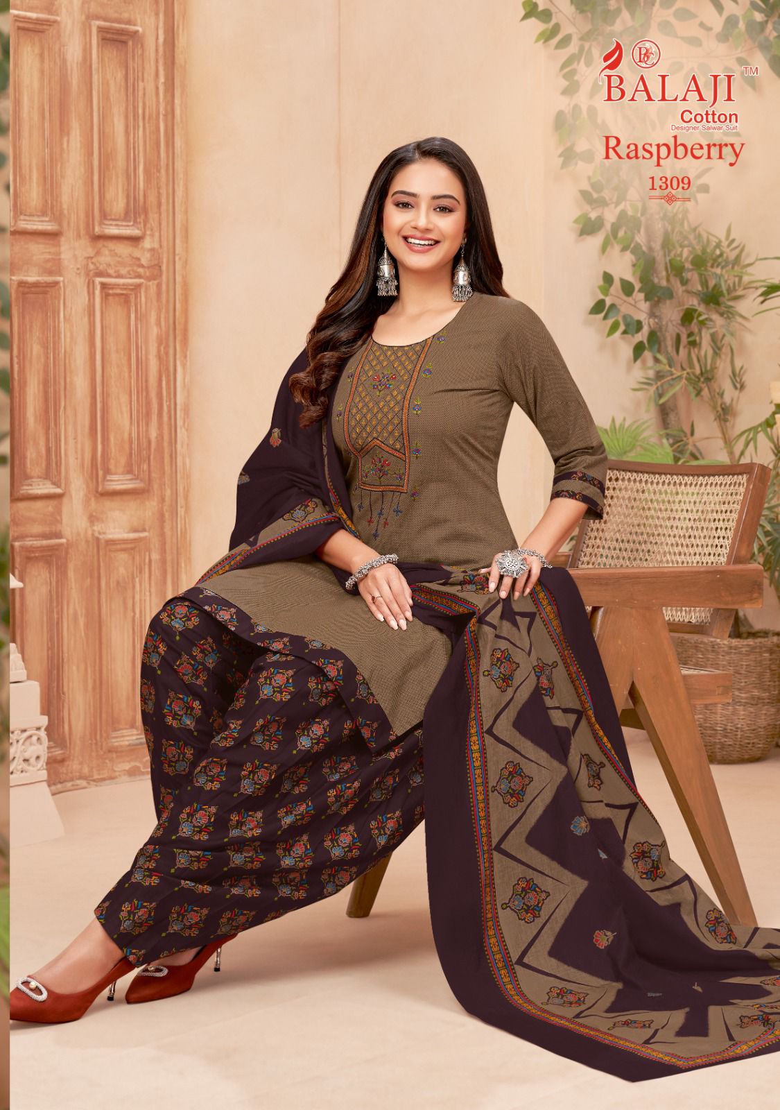 Balaji Raspberry Vol 13 Embroidery Cotton Dress Material
